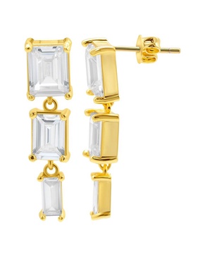 ADORNIA 14K Plated CZ Rectangle Drop Earrings