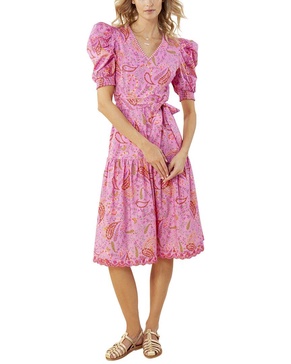 Hale Bob Puff Sleeve Midi Dress