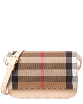Burberry Check Canvas & Leather Shoulder Bag