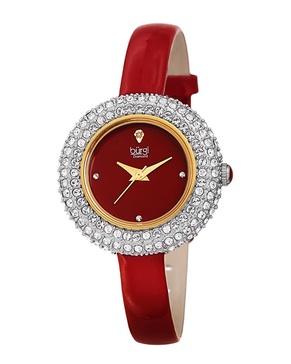 Burgi Women's Patent Leather Diamond Watch