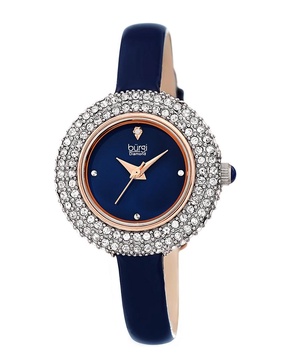 Burgi Women's Swaroski Encrusted & Diamond Marker Watch