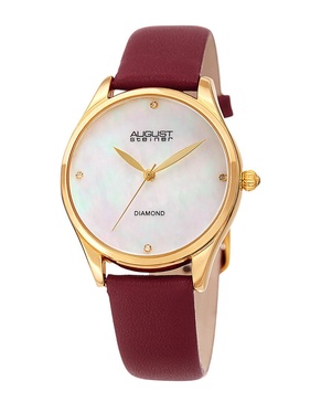August Steiner Women's Diamond Marker Leather Watch