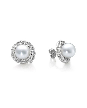 BELPEARL Silver 8.5mm Freshwater Pearl Earrings