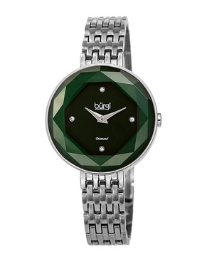 Burgi Women's Stainless Steel Diamond Watch