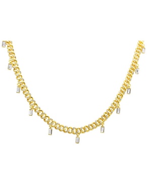 ADORNIA 14K Plated CZ Curb Chain Dangle Necklace