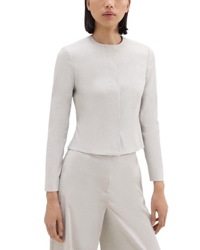 Theory Crop Peplum Linen-Blend Jacket