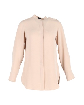 mandarin collar shirt in beige cotton
