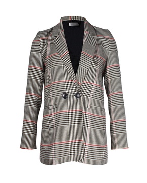 madeleine plaid blazer in grey polyseter