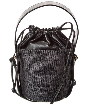 woody small leather bucket bag