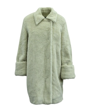 faux fur coat in ivory polyester