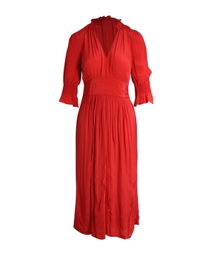 v-neck midi dress in red viscose