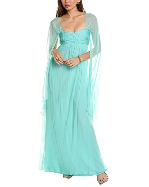 empire-waist silk gown