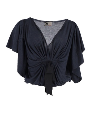 ruched front top in navy blue cotton