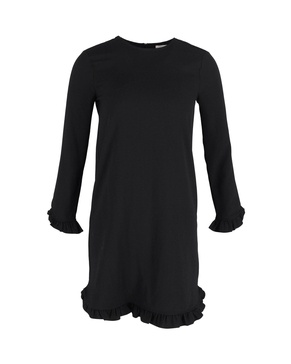 ruffled hem dress in black polyester