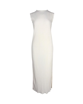 melanie pleated shift midi dress in cream polyester