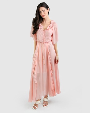 amour amour ruffled midi dress