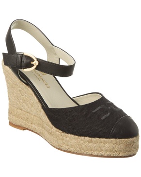 marella canvas & leather wedge sandal