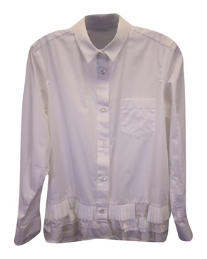 sacai button-down with pleated hem in white polyester