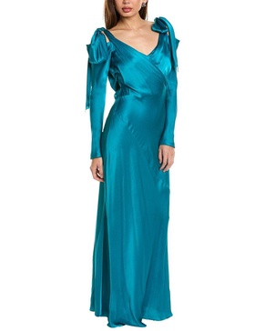 draped silk-blend gown