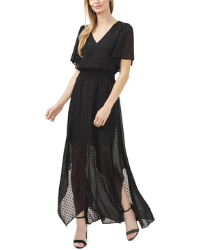 smocked waist flutter sleeve dress