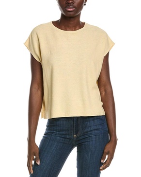 pique linen-blend top