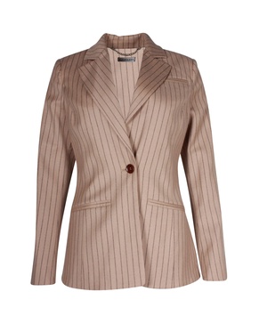 striped acacia jacket in beige virgin wool