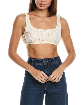 scrunchy linen-blend top