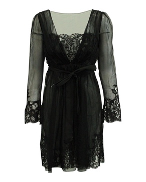 sheer lace dress in black silk