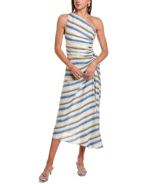 carolyn linen-blend midi dress