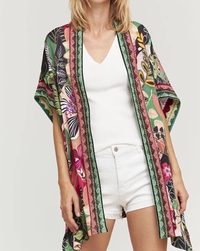 guim open cardi cover up in floral multi