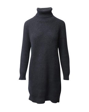 michael  ribbed-knit turtleneck mini dress in black nylon