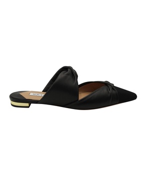 twist flat mules in black leather