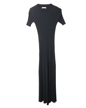 sasha open-back ribbed dress in black cotton