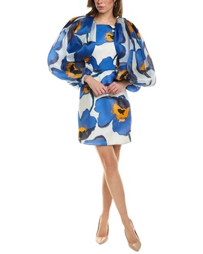 gathered silk mini dress