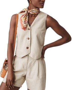 bevin linen-blend vest