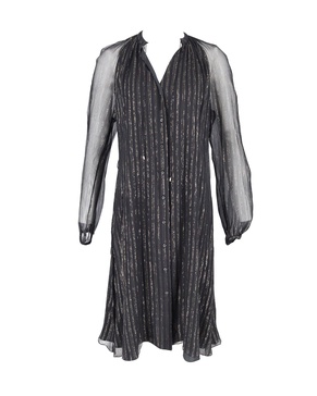 shimmery knee length dress in black silk