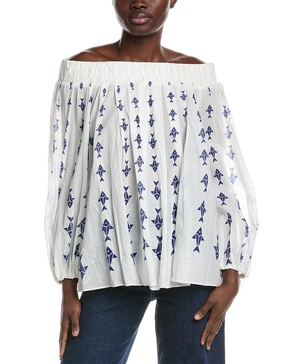 FARM Rio Graphic Fishes Off Shoulder Blouse