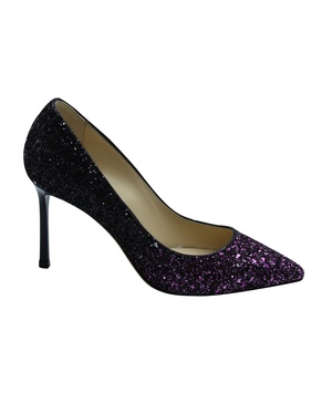 romy 100 pumps in pink and black glitter