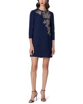3/4-sleeve shift mini dress