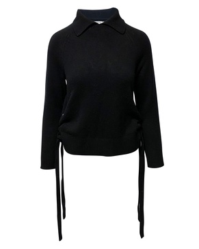 side tie sweater in black cashmere