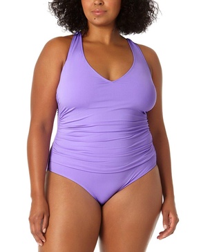 v neck cross back shirred one-piece
