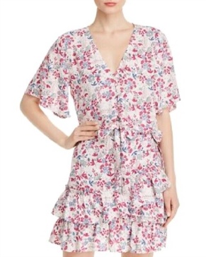 tie front floral crop blouse in pink