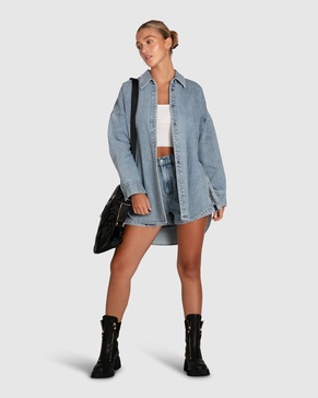 into him oversized denim shirt