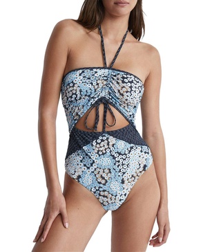 megan printed cut-out swimsuit