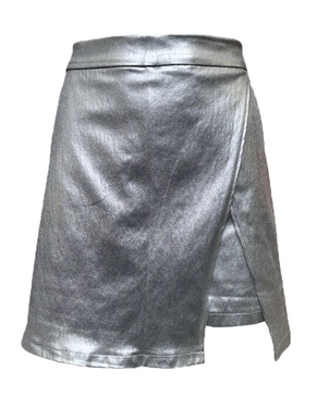 women's metallic skort in silver