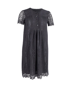 semi shear lace mini dress in black cotton