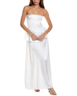strapless corset peplum maxi dress