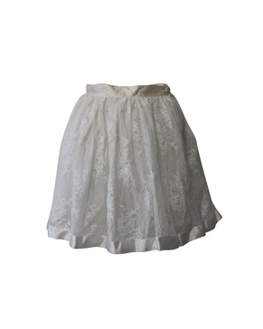 flared mini skirt in white lace cotton
