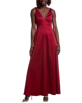 Aidan Mattox Embellished Neckline A-Line Gown