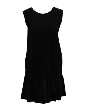 ruffled hem mini dress in black viscose